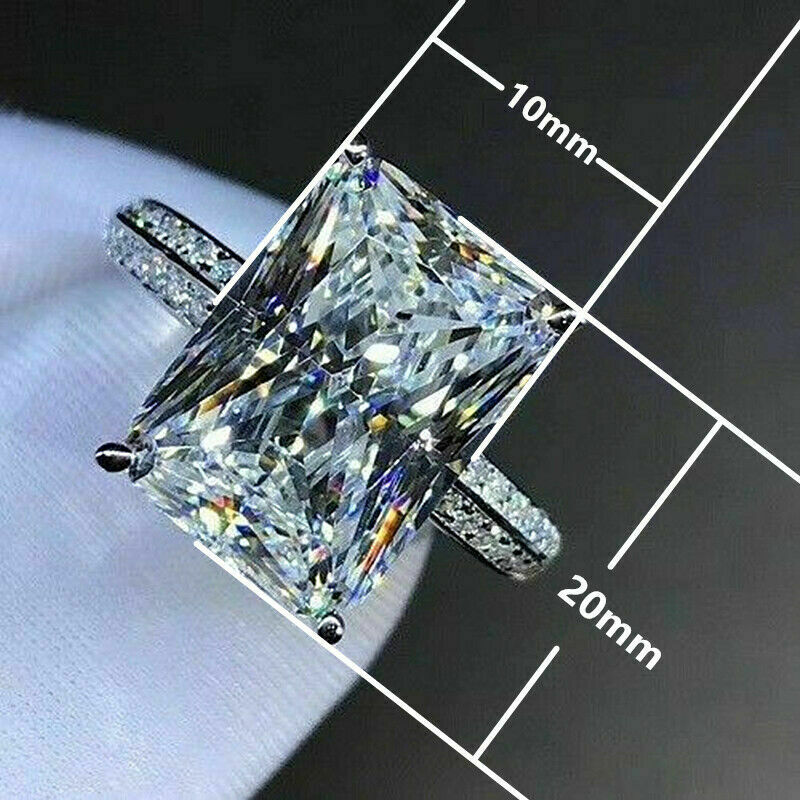 Luxury Women 925 Silver Wedding Engagement Rings White Sapphire Ring Size 6-10
