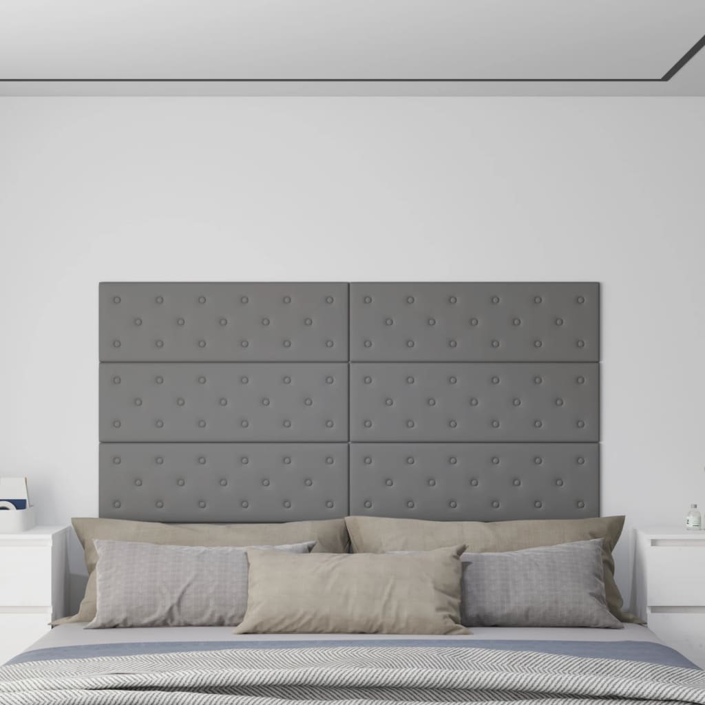 vægpaneler stk. 90x30 cm 3,24 m² kunstlæder grå – Bolig