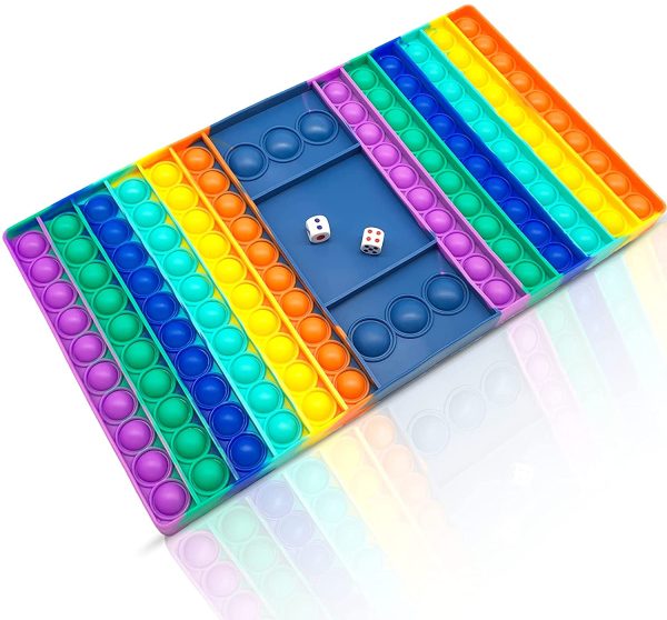 Ludo Pop It Big Push Pop Fidget Toy Color Chess Board Push Bubble Popper Fidget Sensory Toys Tabletop Games Stress Reliever Intellectual Toy