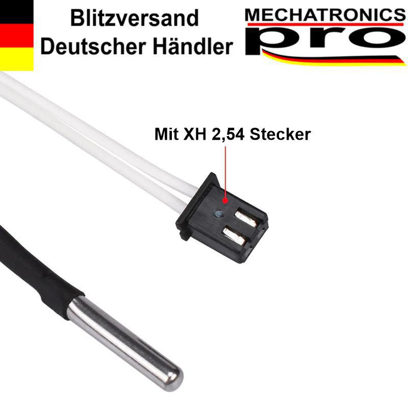 NTC 3950 Thermistor 100K mit Stahlkappe 1m Kabel für 3D-Drucker 350°C Hot End