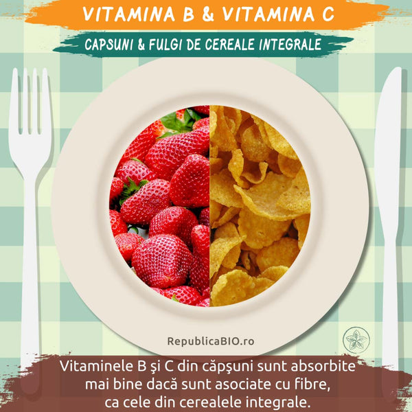 Vitamina B si C - capsuni si cereale integrale