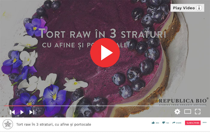 Tort raw în 3 straturi, cu afine și portocale - Video Republica BIO