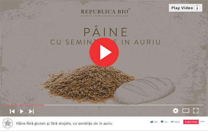 Pâine fără gluten şi fără drojdie, cu seminţe de in auriu - Video Republica BIO