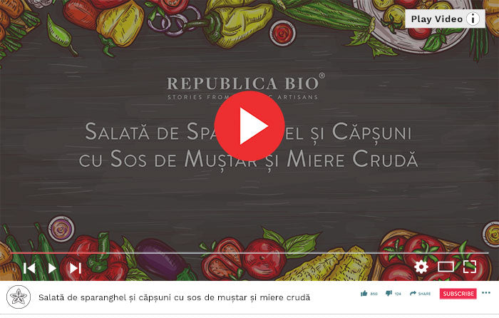 Salată de sparanghel și căpșuni cu sos de muștar și miere crudă - Video Republica BIO