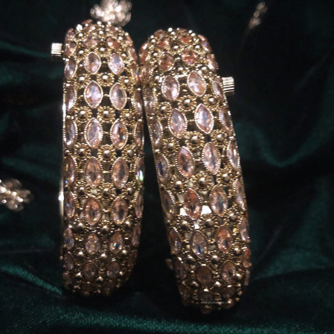 2 Antique Gold Statement Bangles (Gajrey / Kangans)