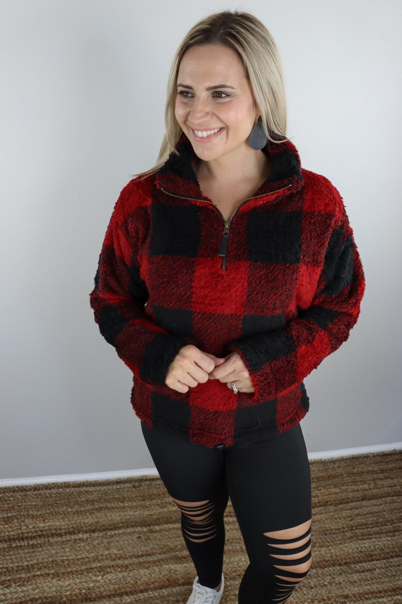 plaid sherpa pullover