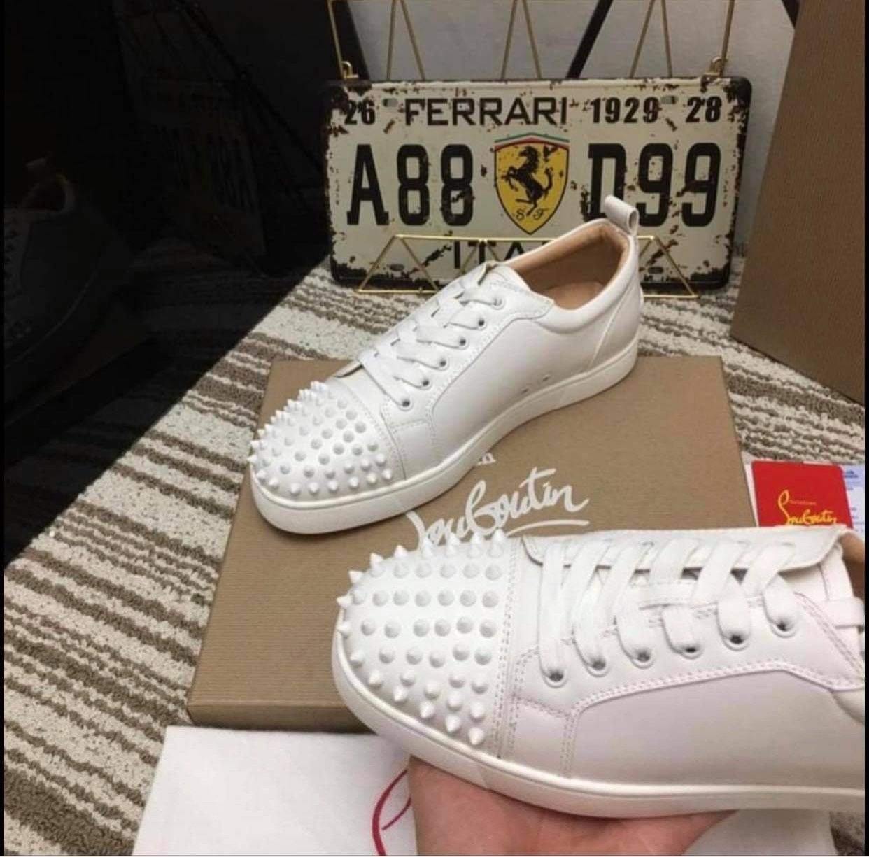 christian louboutin white spikes