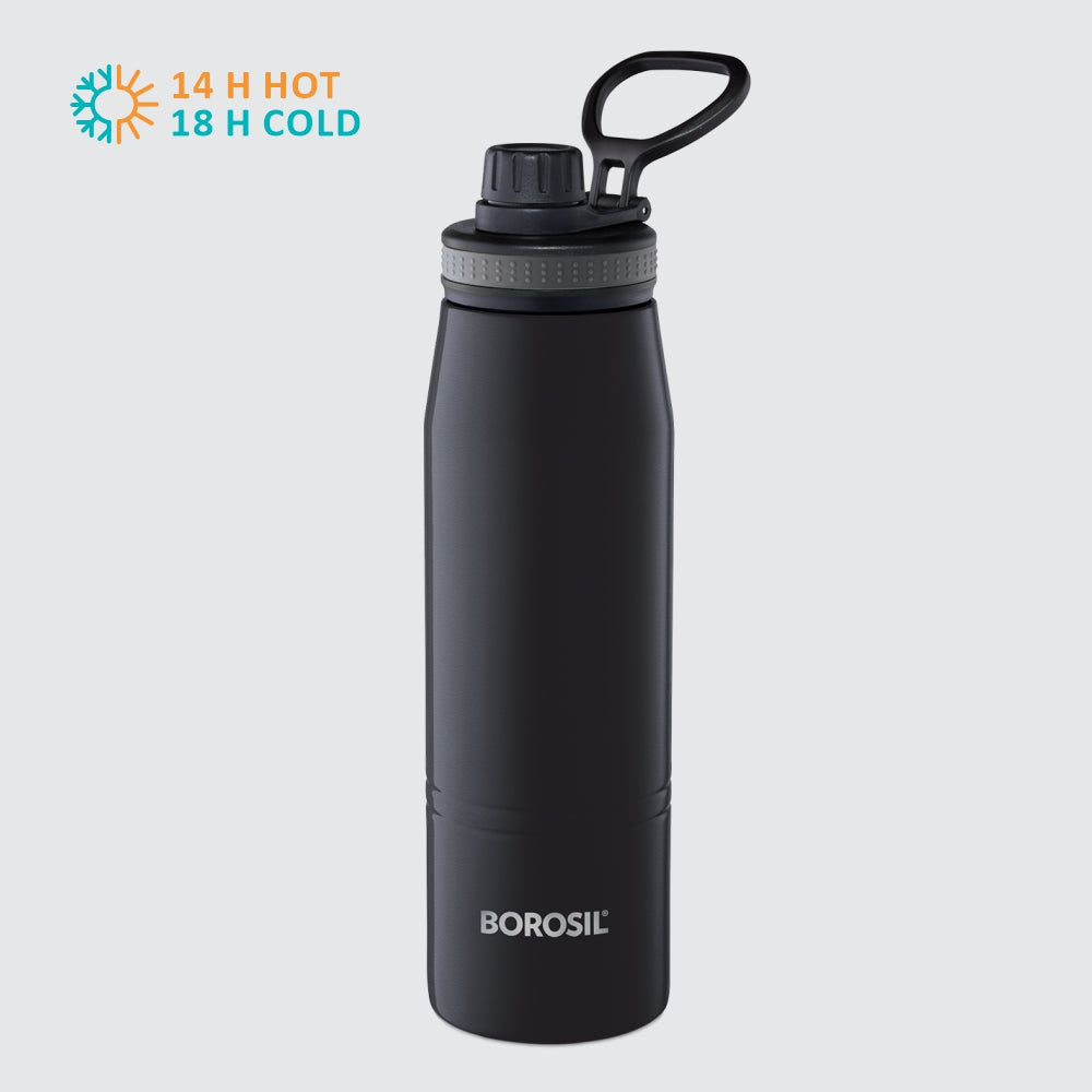 Buy Hydra Vacuum Insulated Steel Flask Water Bottle Gosport 600ml Black –  MyBorosil