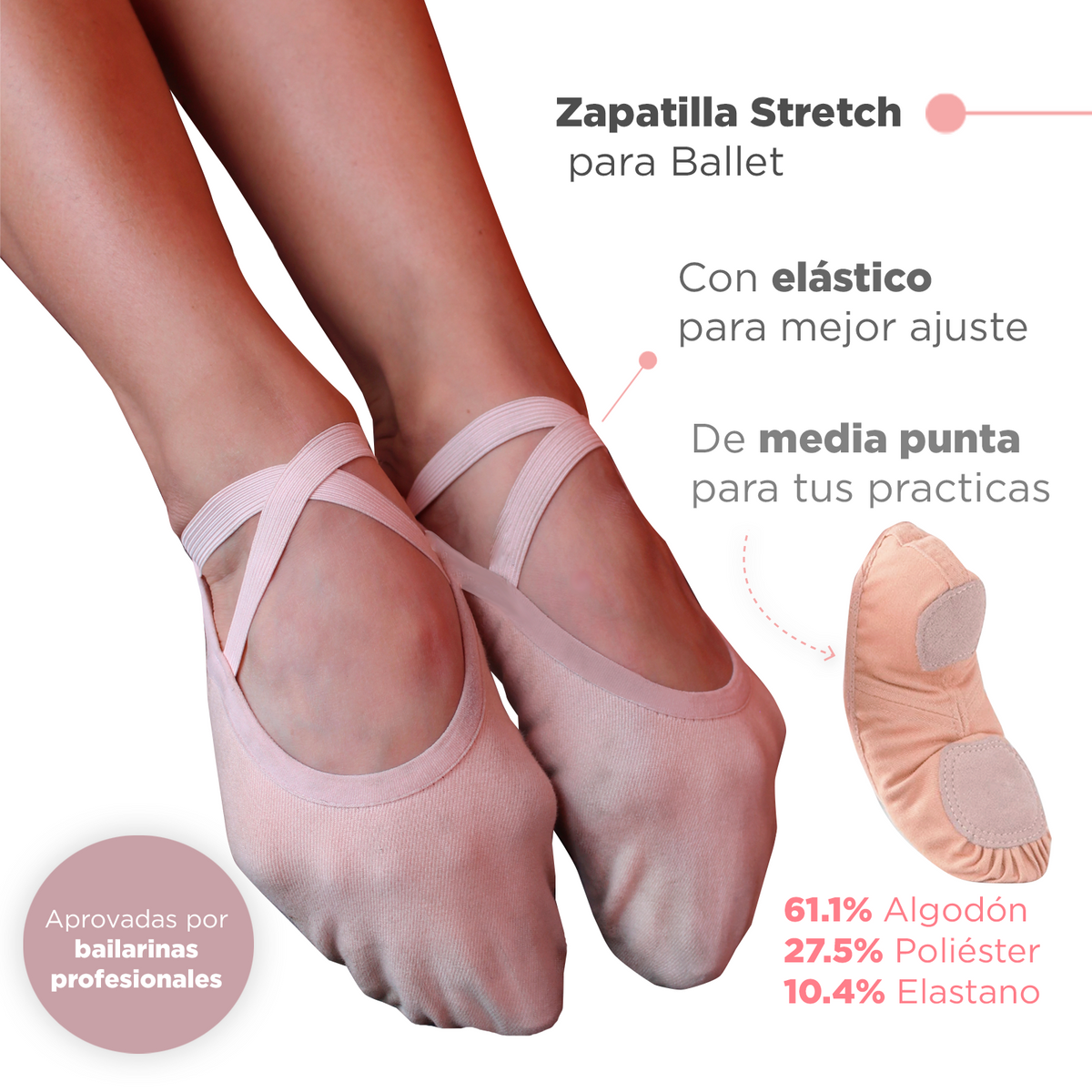 dañar no usado Fuera de borda Zapatilla de ballet Lona Stretch Dama– Medias Camelia