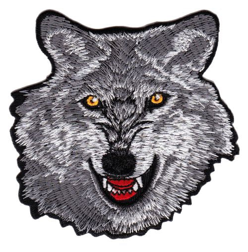 Wolf Tier weiß 5,5 x 6,5 cm Patches Aufbügeln Aufnäher / Bügelbild 