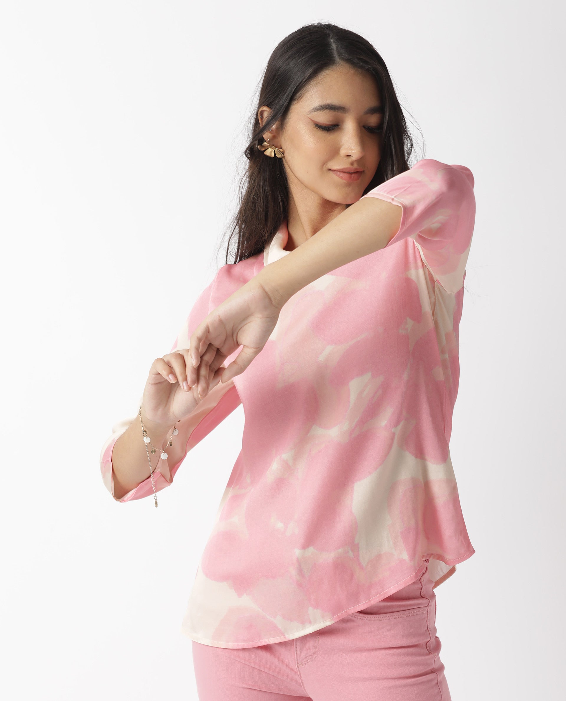 DAVI-PRINTED TOP-BEIGE