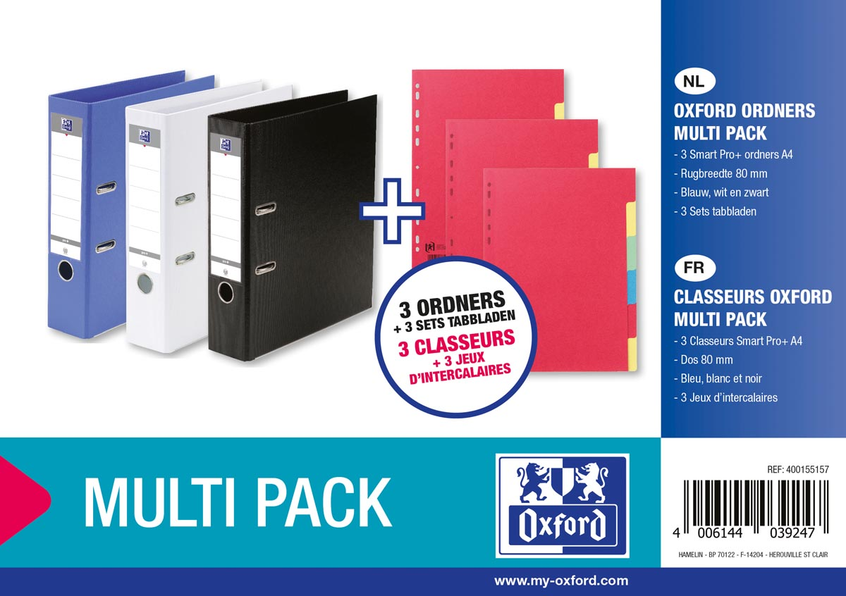 Likken Nauwgezet Notitie Oxford Smart Pro+ ordner + tabbladen (multipack 3 + 3) – Merken Distributie