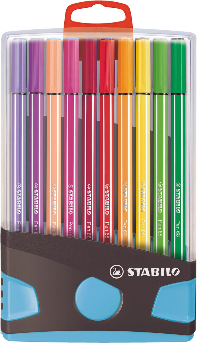 STABILO Pen 68 ColorParade, blauw-grijze doos, 20 stuks in geas – Merken Distributie
