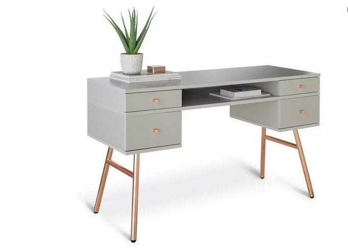 grey rose gold desk