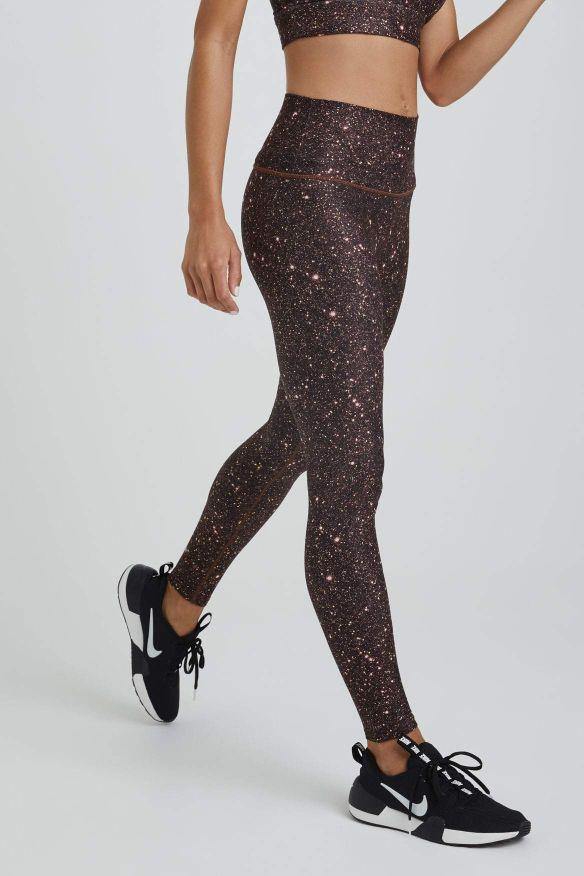 Wear It To Heart Mocha Super Disco Foil High Waist Legging - WITH Leggings