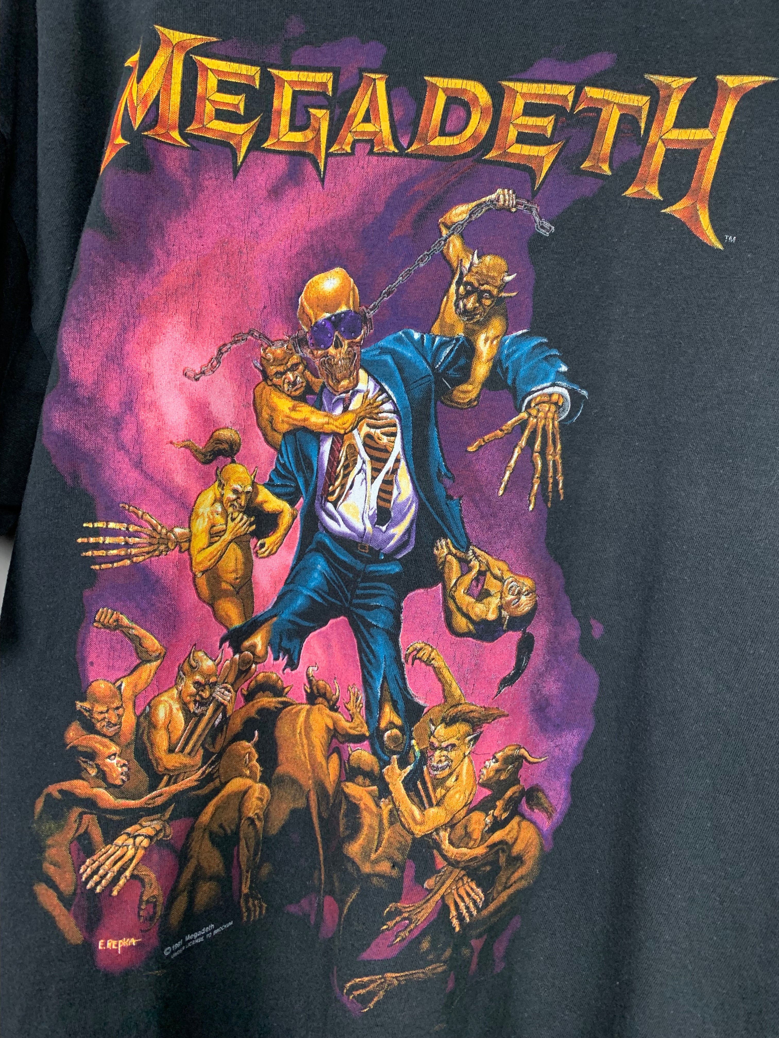 lampe effektivt Forkortelse Megadeth 1991 Vic Rattlehead Vintage T-Shirt – NICEVintageCo.