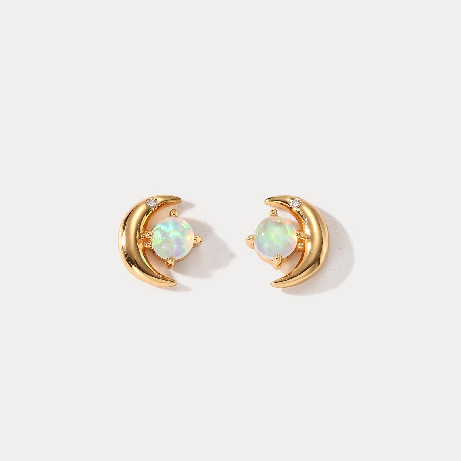 Moon Star Opal Stud Earrings