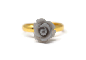 Hot pink gray black resin flower stacking rings set of 3