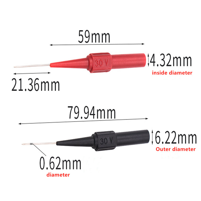 2Pack Piercing Needle Tipped Multimeter Probes Test Leads 4mm Banana Socket 