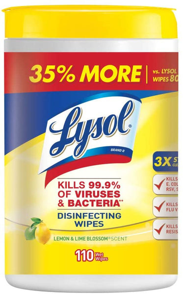 Wipe Size: 8 Width x 7 Length Lemon/Lime Disinfect Wipes 35 Wipes Per Container Lemon/Lime Scent 1 Container