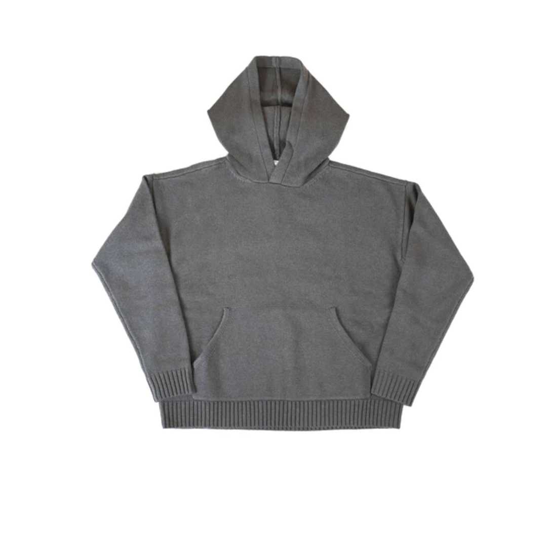 Hidden NY Cashmere Blend Knit Hoodie Grey