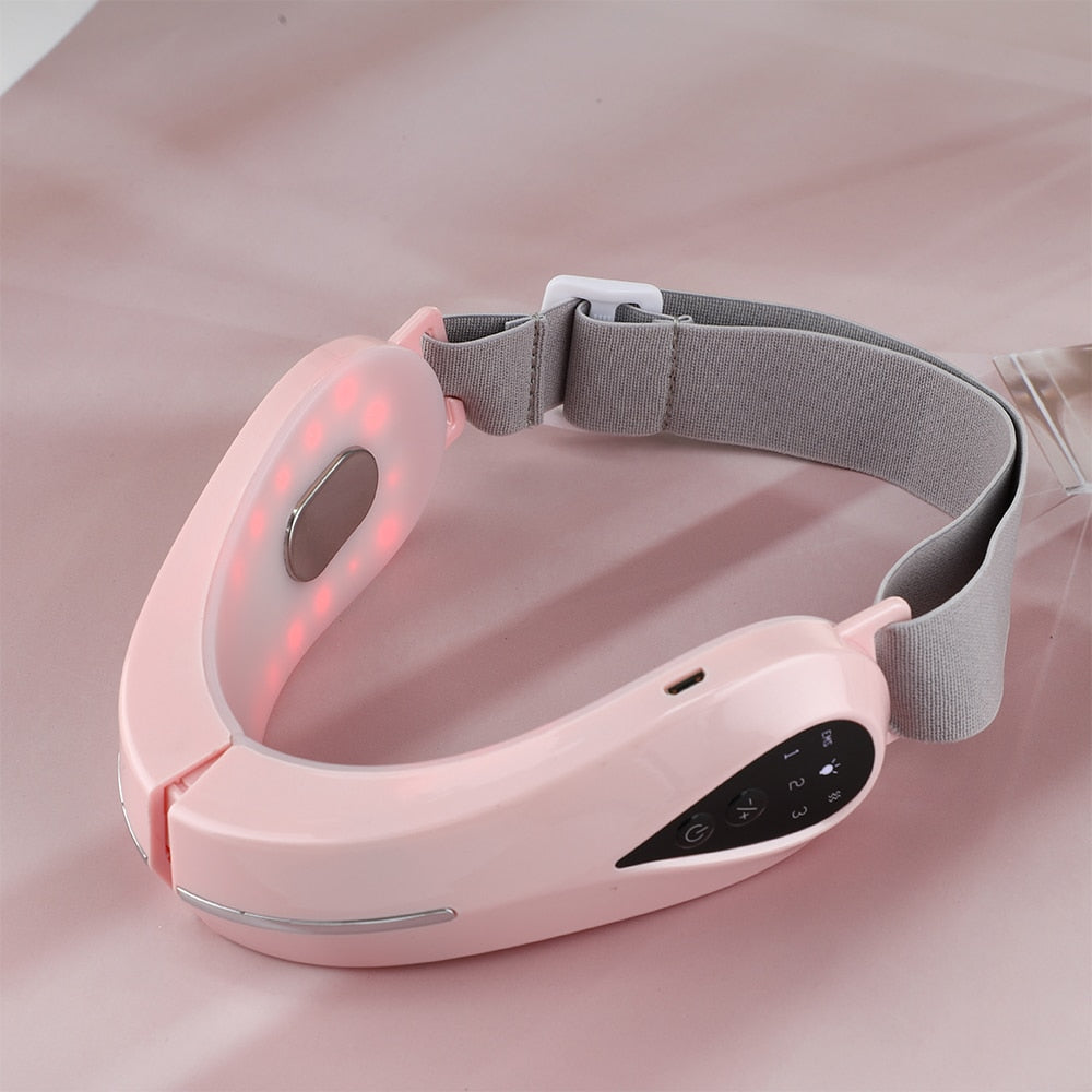 EMS Facial Massager V-Line Chin Lift Belt Machine Face Slimming Vibration Red Light Blue Light LED Face Care Lifting Device - Topmall
