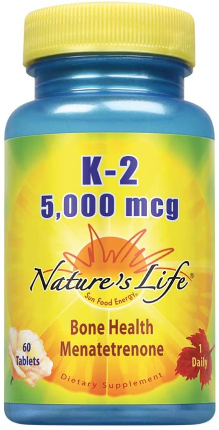 Nature's Life K-2, menatetrenona, 5000 mcg, 60 tabletas – Yaxa 