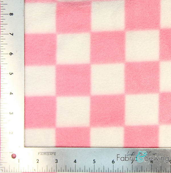 Pink and White Checkerboard Anti-Pill Polar Fleece
