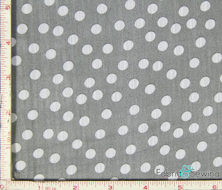 Buy cement-265 Medium Polka Dot Print Sheer Yoryu Chiffon Fabric Polyester 57-58"