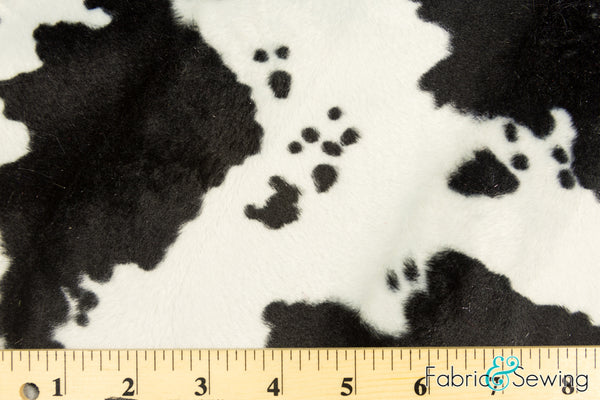 Black and White Large Cow Animal Print Velboa Plush Faux Fake Fur