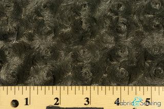 Grey Minky Swirl Rose Blossom Ball Rosebud Plush Fur Fabric Polyester 16 oz 58-60