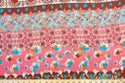 Coral Pink and Blue Sunflower Paisley Floral Print Rayon Gauze Crepon Woven Fabric Rayon 54-55-3