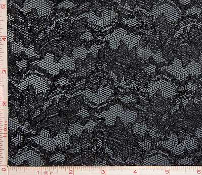 Leaves Scallop and Embroidery Lace Fabric 4 Way Stretch Nylon 44-45