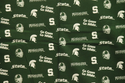 Michigan State Spartans Football Green Sheeting Fabric Cotton 4 Oz 44-45