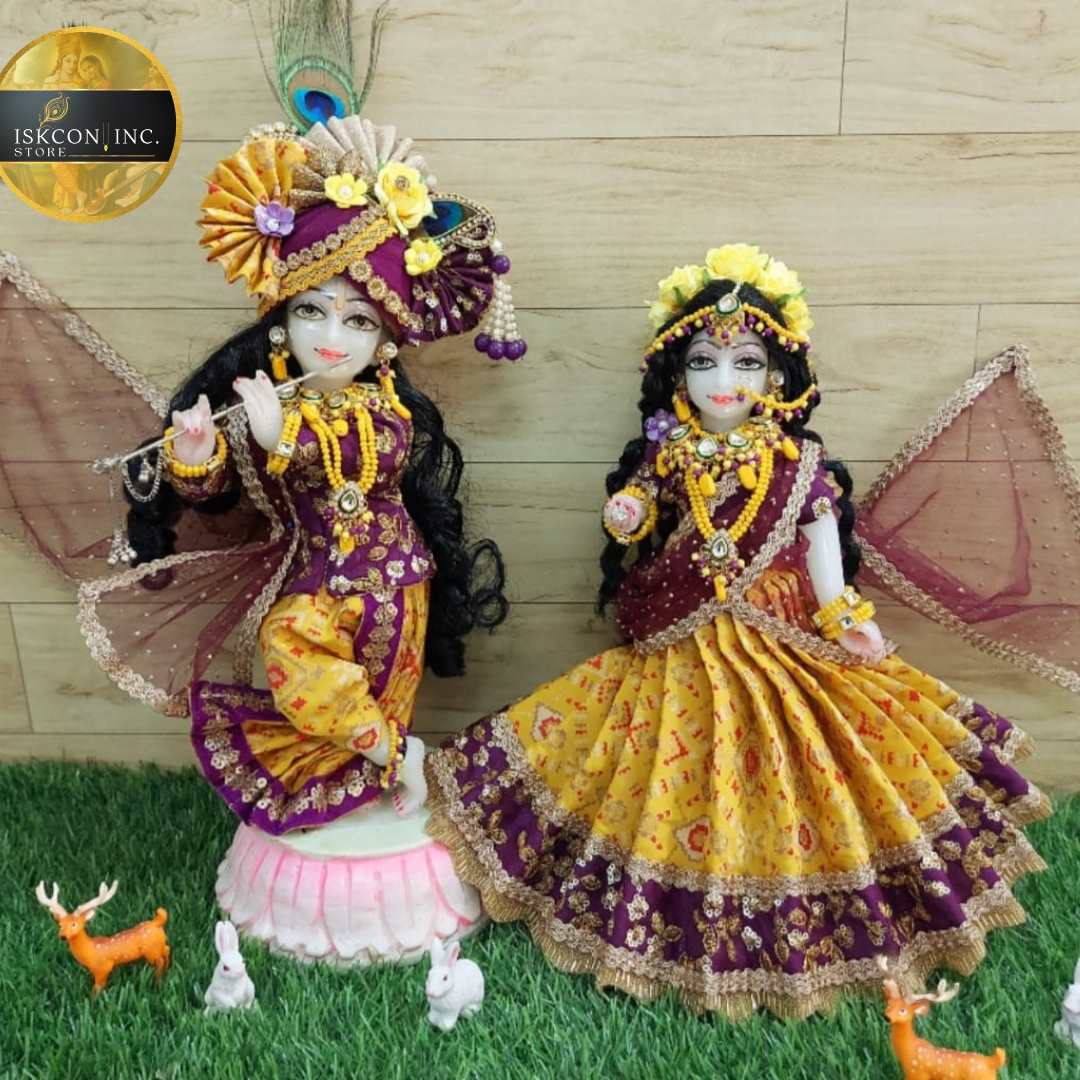 Pink & yellow festival Dress for Radha Krishna – Iskconinc store