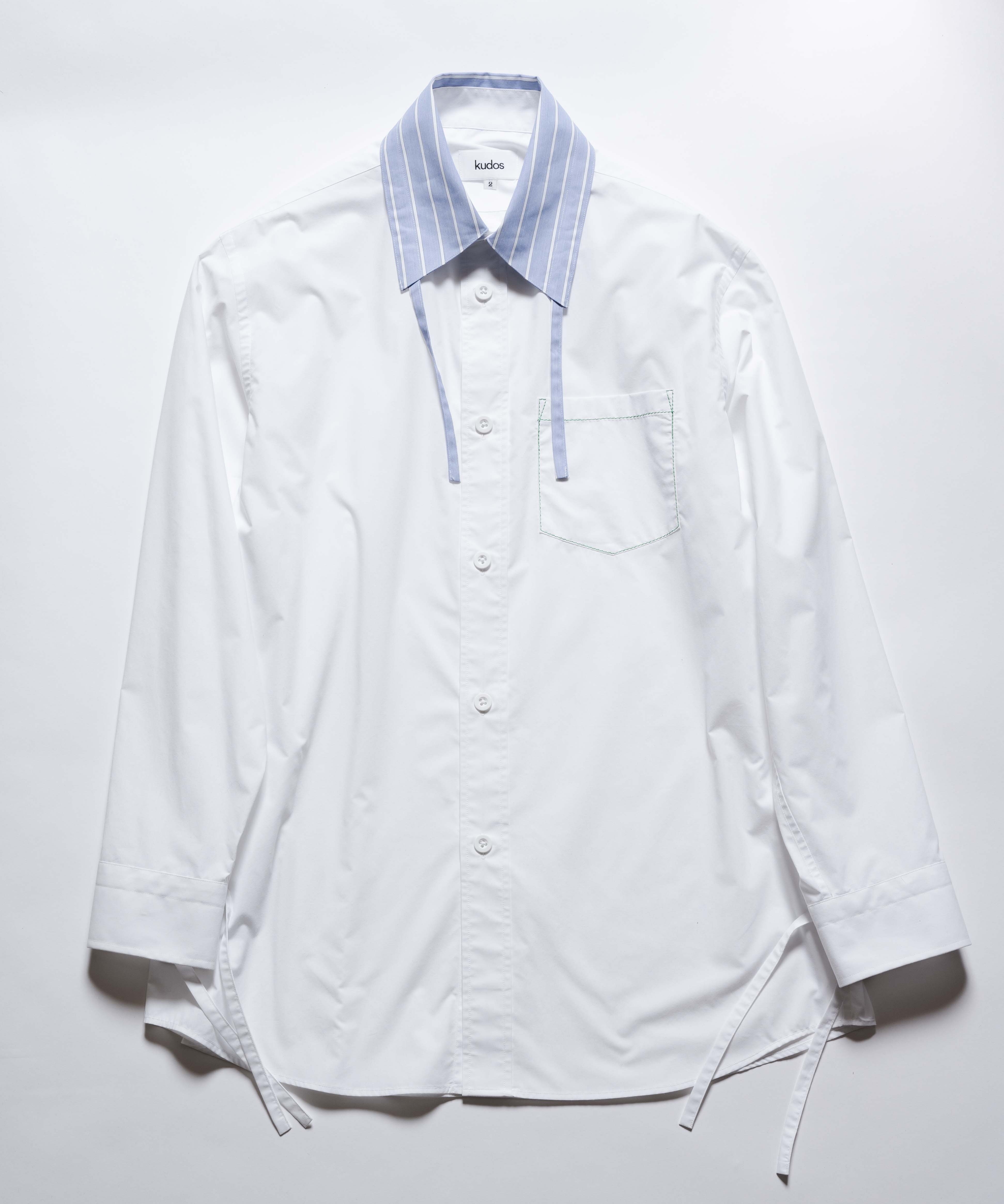 COLLAR STRINGS SHIRT PLAIN / WHITE