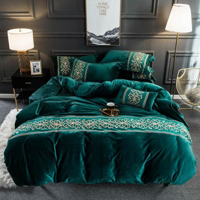 dark green velvet quilt cover