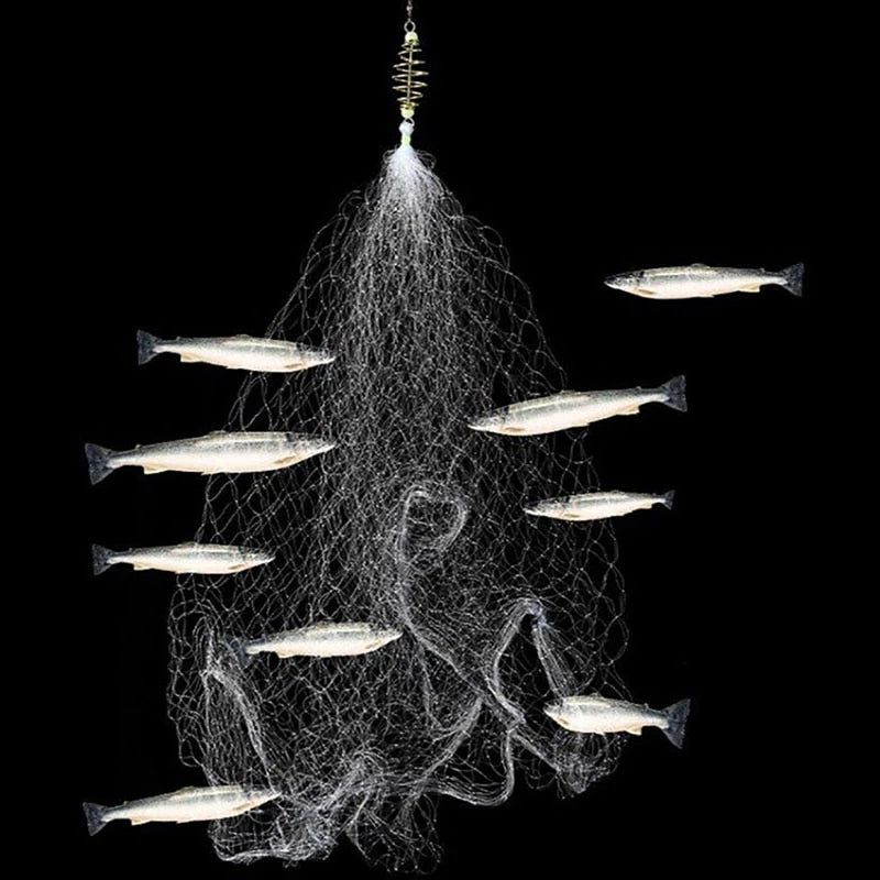 KF_ Meshes Fishing Net Trap Luminous Bead Copper Spring Shoal Netting Tackle F 