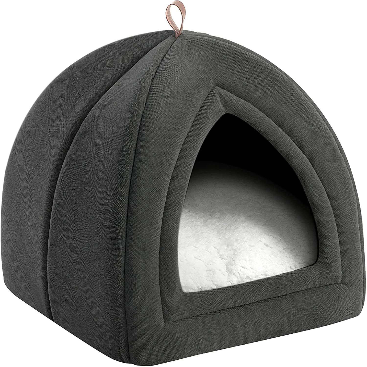 Microfiber Indoor Outdoor Pet Beds,Grey/Blue Bedsure Pet Tent Cave Bed for Cats/Small Dogs 15x15x15 inches 2-in-1 Cat Tent/Kitten Bed/Cat Hut with Removable Washable Cushioned Pillow 