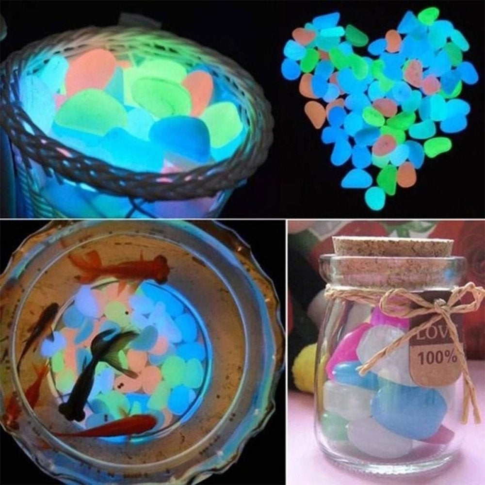 Duety 100PCS Glow in the Dark Pebbles, Glowing Rocks for Aquarium Decoration, Outdoor Decor, Garden Lawn Yard, Walkway, Fish Tank, Pathway, Driveway
