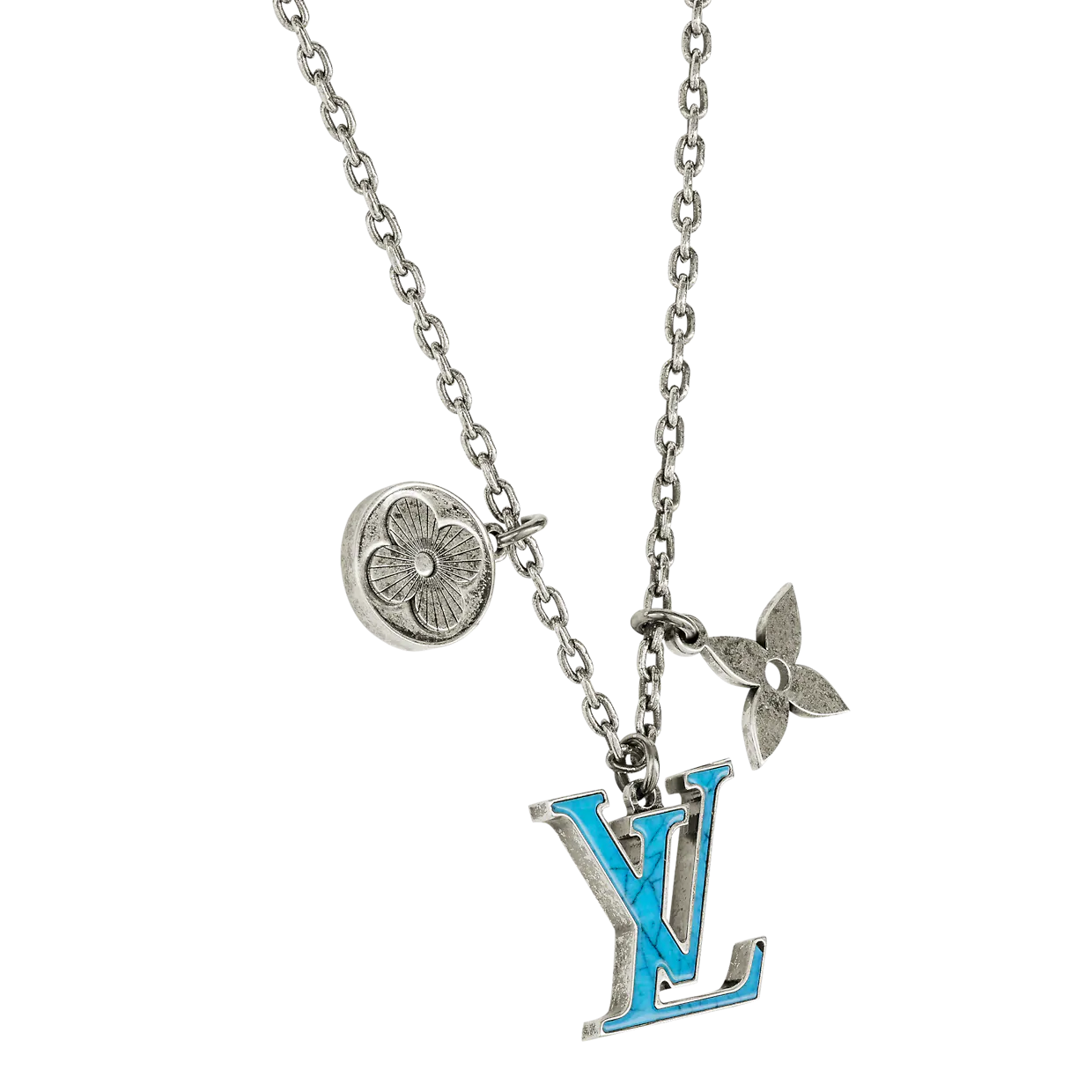 LV Pendant Chain Turquoise Necklace