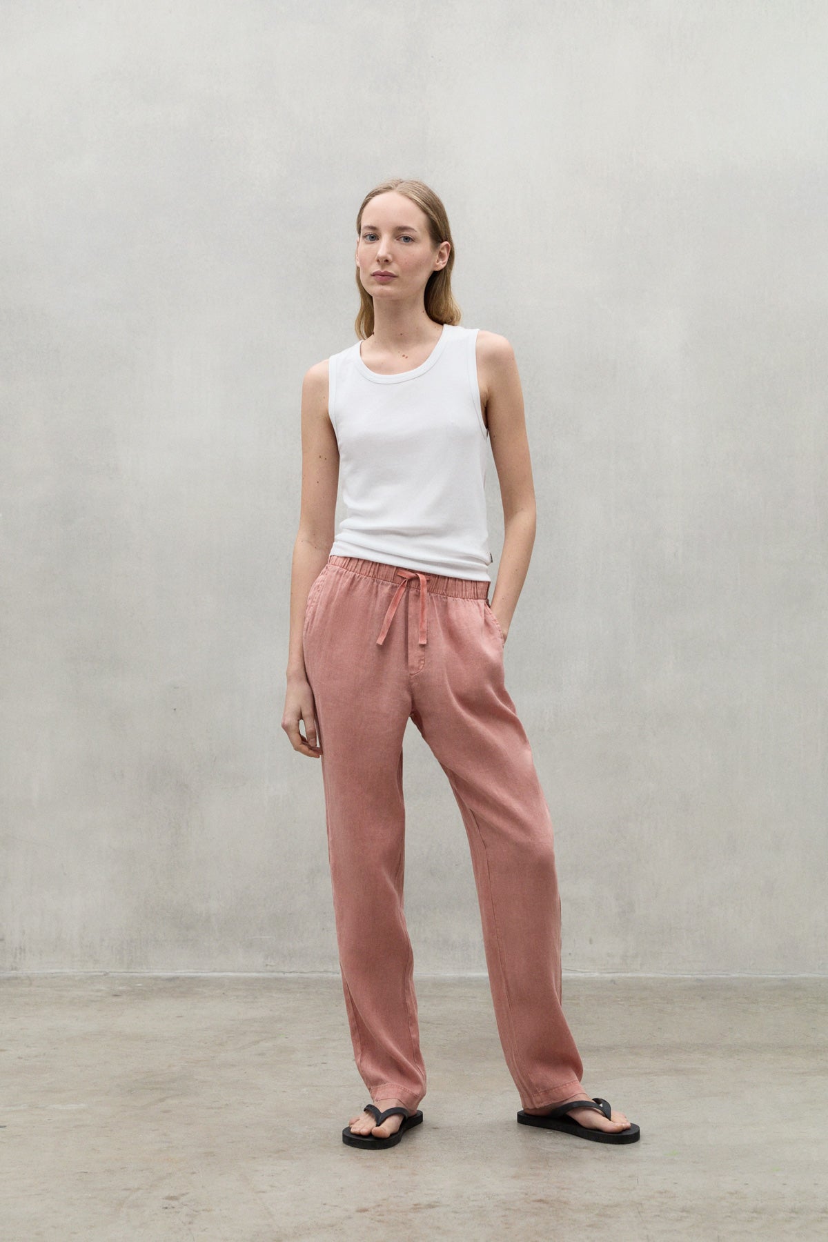 PINK INDO LINEN TROUSERS