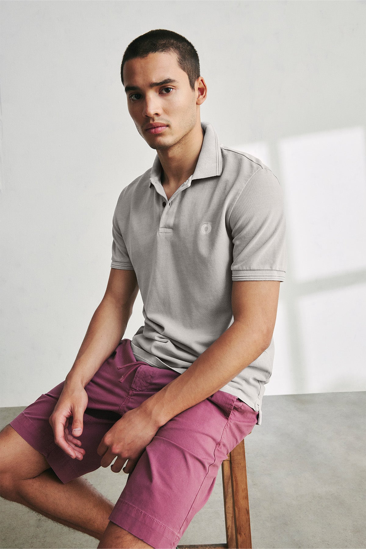 LIGHT GREY TANO PIQUE POLO SHIRT