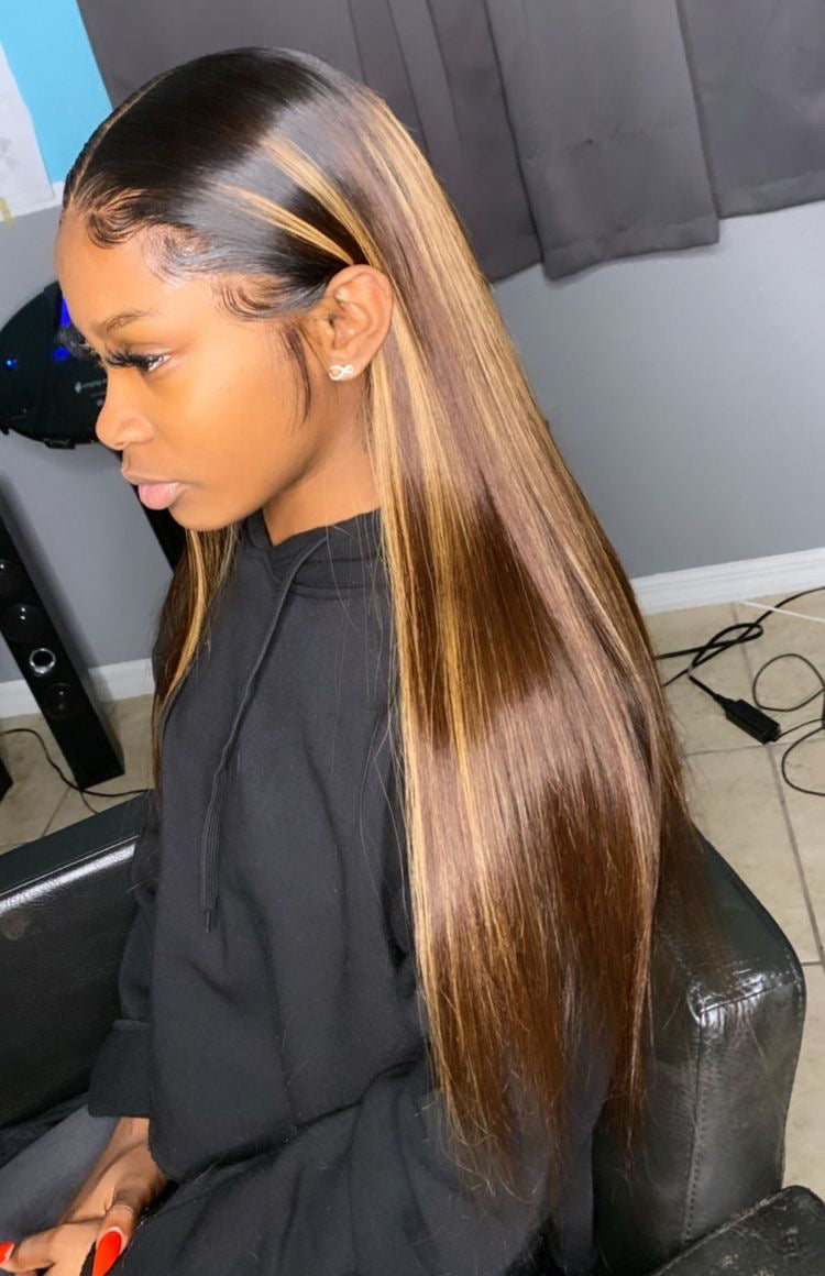 Cinnamon highlight Lace Front Human Hair Wig 13x6 13x4 Highlight Strai –  Bglamourco