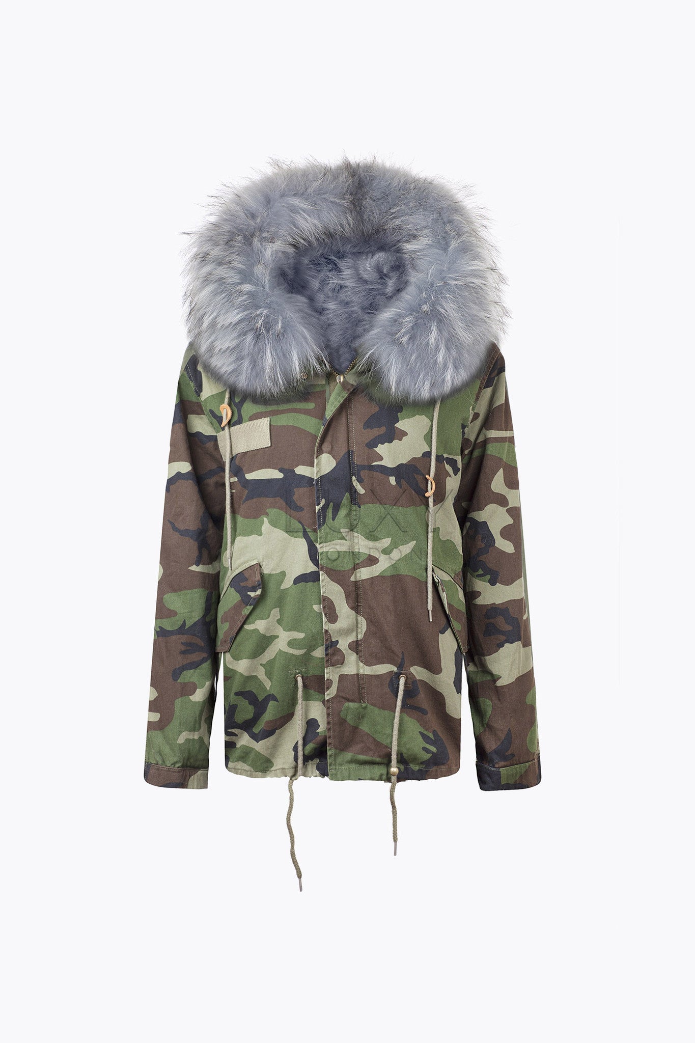 MEN'S KHAKI FUR PARKA - DOVE GREY