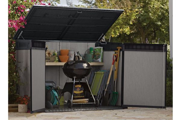 keter outdoor garden storage shed plastic waterproof sg grande store