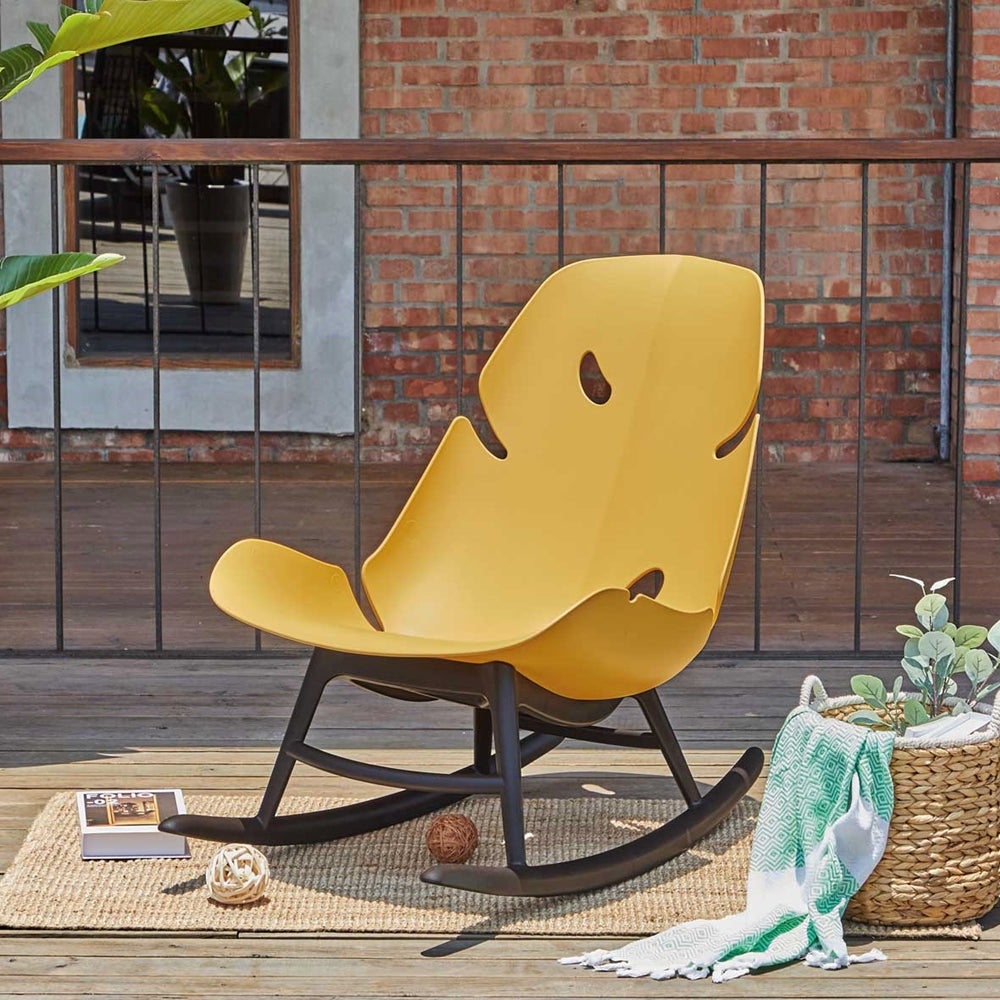 outdoor yellow rocking chair