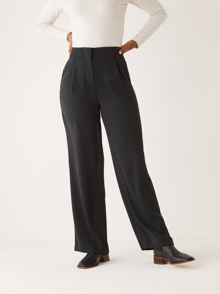 The Sally High Rise Wide Leg Pant in Black