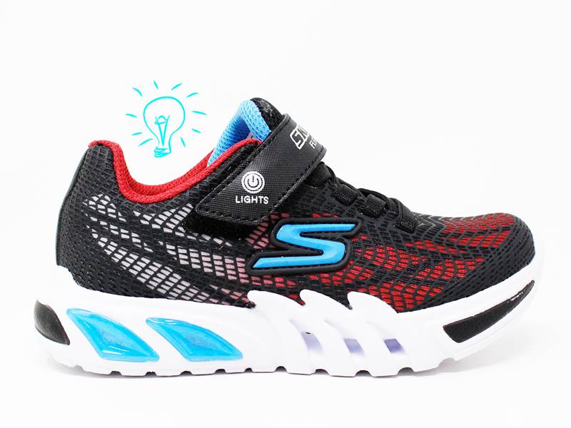 Viva Abrazadera orientación Zapatilla Luces Niño Skechers Negro