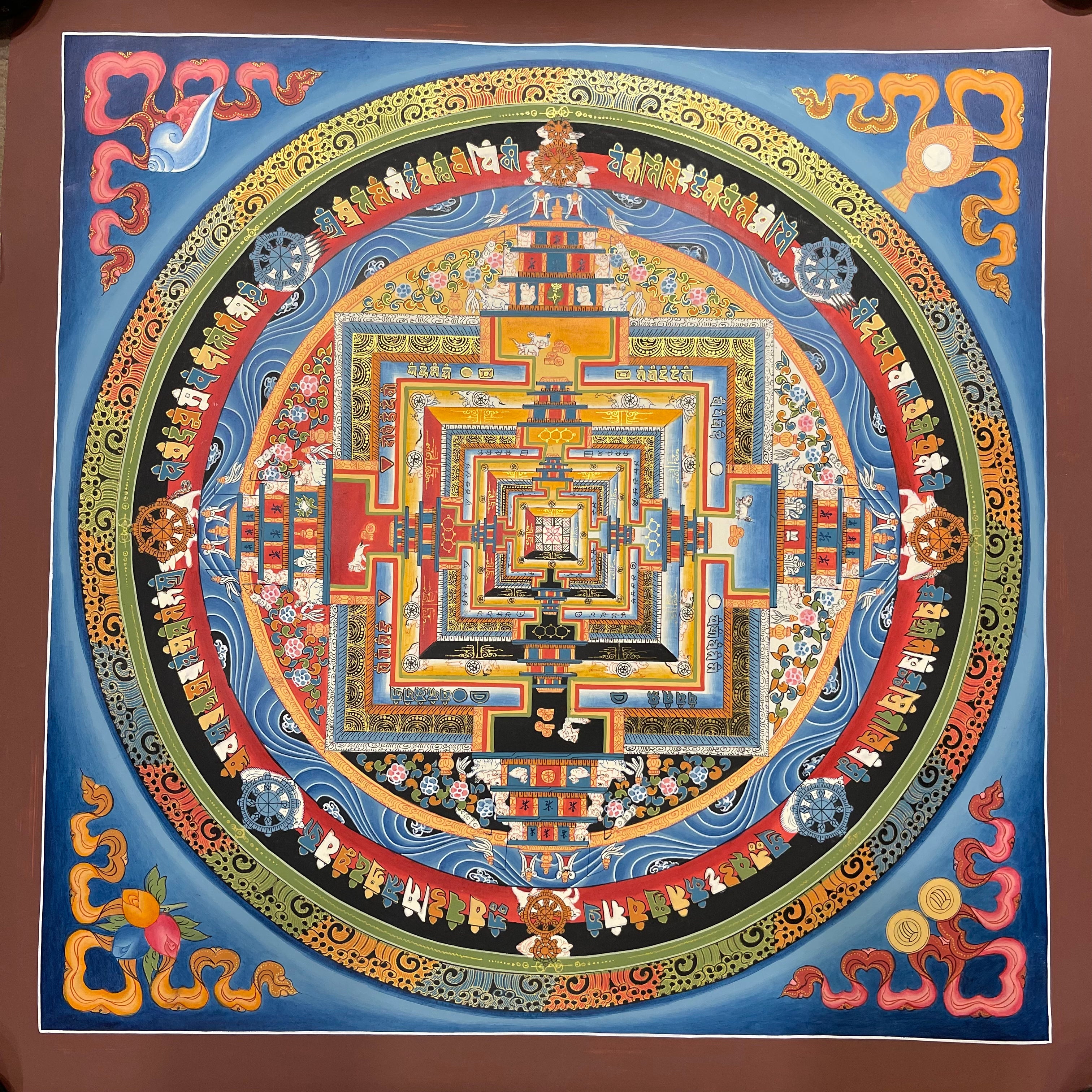 Wall hanging Spiritual Mandala Painting Kalchakra Mandala Cotton Canvas Art Tibetan Mandala Thangka art